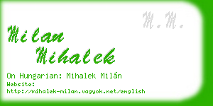 milan mihalek business card